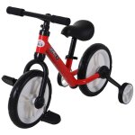 V�lo enfant draisienne 2 en 1 roulettes et p�dales amovibles roues 11 hauteur selle r�glable acier rouge ...
