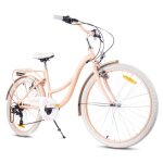 Vélo enfant - flower bike - roues 24 - 8 à 12 ans - panier - cloche - garde - boue - abricot Vélo enfant - flower bike - roues 24 - 8 à 12 ans - panier - cloche - garde - boue - abricot