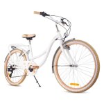 Vlo enfant - flower bike - roues 24 - 8  12 ans - panier - cloche - garde - boue - beige - blanc