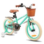 V�lo enfant - hiland - 14 pouces - 3 - 5 ans - roues stabilisatrices - panier avant - vert