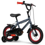 V�lo enfant ? pro thunder ? roues 12 ? age 3 � 5 ans ? stabilisateurs ? gris et rouge ? produit huffy ...
