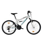 Vlo vtt 24 tout suspendu quip de 18 vitesses via un drailleur shimano de freins v - brake et de jantes ...