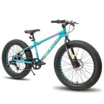 Vlo vtt fat 20 hiland bikes en aluminium avec shimano 7 vitesses et freins  disques - vert