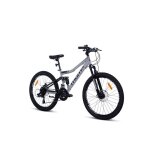 Moma bikes - vtt junior 24 - tout suspendue - shimano 21 vitesses - freins a disques - gris Moma bikes - vtt junior 24 - tout suspendue - shimano 21 vitesses - freins a disques - gris