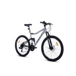 Moma bikes - vtt 26 - tout suspendue - shimano 21 vitesses - freins a disques - gris Moma bikes - vtt 26 - tout suspendue - shimano 21 vitesses - freins a disques - gris