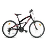 Vlo vtt 24 tout suspendu quip de 18 vitesses via un drailleur shimano de freins v - brake et de jantes ...