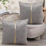 Velours gris housse coussin 45x45 cm lot de 2 inserts dor�s style rustique jardin canap� lit salon chambre ...