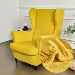 Velours housse de fauteuil � oreilles extensible 2 - pi�ces couverture de fauteuil avec housse de coussin ...