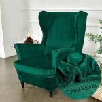 Velours housse de fauteuil  oreilles extensible 2 - pices couverture de fauteuil avec housse de coussin ...