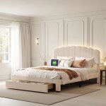 Vélyon - lit 160x200cm avec tiroirs de rangement tête de lit réglable chargeur usb & usb - c sommier ... Vélyon - lit 160x200cm avec tiroirs de rangement tête de lit réglable chargeur usb & usb - c sommier ...