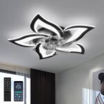 Ventilateur design silencieux reversible lampe ventilateur plafond 50w telecommande dimmable 6 vitesses ...