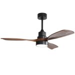 Ventilateur de plafond en bois de 48 pouces pour salon avec 3 lames en bois massif t�l�commande r�versible ...