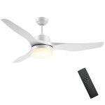 Ventilateur plafond - homcom - lumi�re et t�l�commande - r�versible - 3 pales 6 vitesses - acier et abs ...