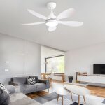 Ventilateur de plafond led 42 pouces - redom - moteur dc rversible tlcommande - blanc
