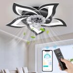 Ventilateur de plafond  led 6 vitesse fan silencieux dimmable eclairage 3 couleurs avec tlcommand ...