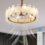 Ventilateur de plafond led chandelier 6 vitesses lampe de salon avec t�l�commande e12