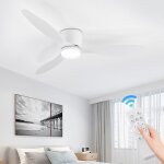 Ventilateur plafond avec lumire 42 pouces 3 pales 6 vitesses led tricolore moteur cc 30w tlcommande ...