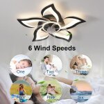 Ventilateur plafond avec lumire 69?cm noir ? plafonnier ventilateur silencieux chambre 6 vitesses 3 ...