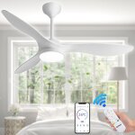 Ventilateur plafond avec lumi�re led � intensit� variable 132 cm t�l�commande / mode hiver - �t� / silencieux ...