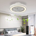 Ventilateur de plafond avec lumi�re - t�l�commande / app - dimmable led 6 vitesse - reversible mini fan ...