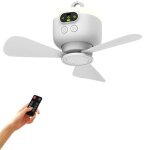 Ventilateur de plafond rechargeable usb 3 vitesses ventilateur de camping veilleuse capacit� de 8000 ...