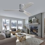Ventilateur plafond silencieux 3 pales 6 vitesses tlcommande - mode hiver - t - moteur cc 132x26cm ...