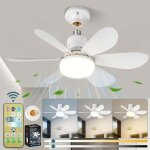 Ventilateur de plafond silencieux 52 cm avec lampe e27 6 pales 40w 3 vitesses - blanc