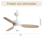 Ventilateur plafond silencieux led 18w tricolore 3 lames en abs 6 vitesses tlcommande - mode hiver ...
