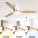 Ventilateur plafond silencieux led 18w tricolore 3 pales 6 vitesses tlcommande - mode hiver - t - ...