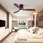 Ventilateur de plafond silencieux led 18w tricolore 3 pales 6 vitesses tlcommande - mode hiver - t ...