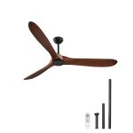 Ventilateur de plafond - vevor - 180 cm - avec tlcommande 6 vitesses - 3 pales en bois - ventilateur ...