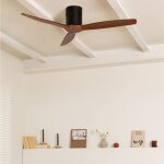 Ventilateur de plafond - create - sans lumire - noir / effet bois fonc - 132cm