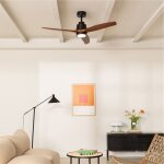 Ventilateur de plafond - create - avec lumi�re - silencieux - 6 vitesses - noir / bois fonc�