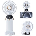 Ventilateur portable 5 en 1 - blanc - 2500 mah - 5 vitesses - pliable - silencieux Ventilateur portable 5 en 1 - blanc - 2500 mah - 5 vitesses - pliable - silencieux