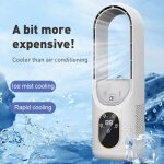 Ventilateur sans pale usb avec brumisation et led 6 vitesses silencieuses mini climatiseur de bureau ...