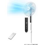 Ventilateur sur pied silencieux avec t�l�commande 5 pales diam�tre 40cm hauteur r�glable 112 - 130 cm ...