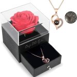 Sautoir et collier - v�ritable rose eternelle avec collier i love you cadeau fete des meres - 50cm - ...