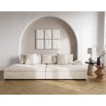 Vermont - canap droit 4 places avec double mridienne - assise profonde - en velours textur - beige ...