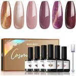 Vernis gel magn�tique 6 couleurs automne effet ?il de chat marron rose et paillet� pour manucure halloween ...