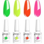 Vernis gels semi - permanents lot de 4 couleurs n�on fluo vert jaune lime orange hot pink collection ...
