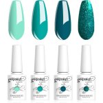 Vernis gels semi - permanents lot de 4 couleurs vert bleu canard teal paillet�s collection nail art vernis ...