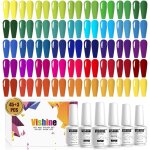 Vernis gel semi permanent lot de 48 flacons - 45 couleurs n�on fluo rose jaune vert bleu base top coat ...