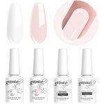 Vernis gel semi - permanent base et top coat - pour french manucure blanc & ros� - kit 4x8ml cuvage uv ...