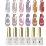 Vernis gel uv semi permanent 6 couleurs cat eye dor� argent� rose clair violet vernis gel uv soak off ...
