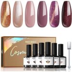 Vernis gel uv semi permanent rose paillet 6 couleur vernis  ongles kit magntique cat eye uv gel led ...