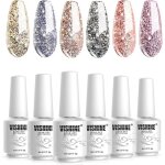 Vernis  ongles gel vernis semi permanent paillette lot 6 pcs ensemble gel uv couleurs soak off gel 8ml ...