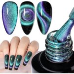 Vernis � ongles gel uv ?il de chat - febest - paillettes magn�tiques - cam�l�on - 10 ml - aimant inclus ...