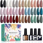 Vernis semi permanent 24 pcs 21 couleurs ongles gel srie marron bleu fonc avec 3 base et top matte ...