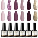Vernis semi permanent 6 couleurs vernis gel uv semi permanent violet fonc mauve dor gel polish vernis ...