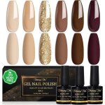 Vernis semi permanent brun 6 couleurs beige dor� paillet� kaki rouge fonc� brune sans tpo sans hema vernis ...